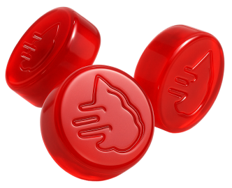 THC Gummies á 7,5 mg THC Weichpastillen Drei rote Bluetenversand.de THC Gummies/Weichpastillen mit Logo und 7,5mg THC